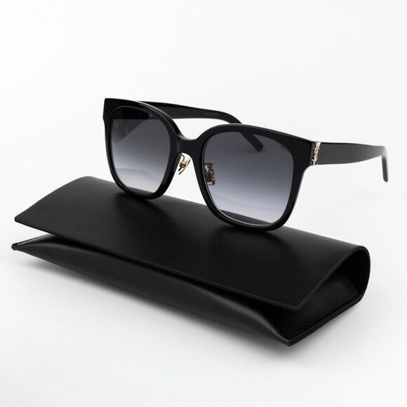 NEW Saint Laurent SLM105/F 002 Black Grey Gradient Square Unisex Sunglasses